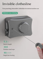 DUNISO Retractable clothesline, indoor stainless steel invisible wall hanging rope, dual head dual purpose laundry rope, can withstand 20kg, suitable for living room, balcony, bedroom, outdoor, 5.1m - Image 3