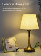 DUNISO Bedside table lamp, USB fabric  bedroom lamp, retro European bedside table lamp, three color and multi level adjustable, suitable for living room, study, bedroom and office - Image 5
