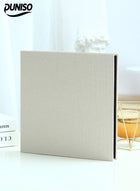 DUNISO Photo Albums，Magnetic Self-stick Photos Hand Made DIY Albums，Extra Large Capacity Family Wedding Picture Albums ，40 Pages Linen Cover Photo Book，Off White, 27*28cm