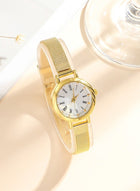 DUNISO Quartz watch, women's retro disc watch, business alloy watch, with mesh strap, suitable for daily use,gold - Image 4