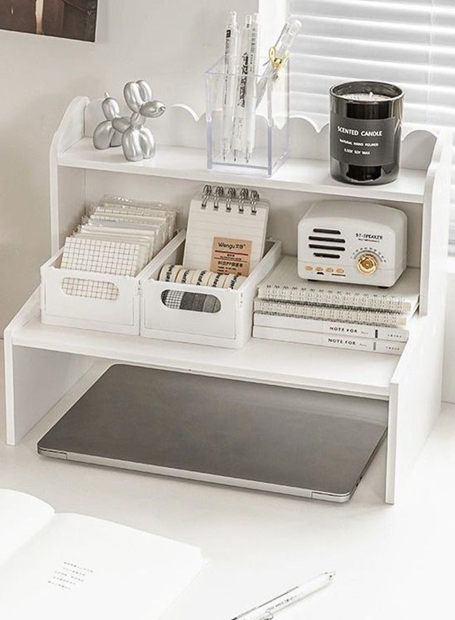 DUNISO 2-Tier Desk Organizer, Desktop Storage Shelf, Office Desktop Storage Rack Bookshelf, Stationery Cosmetics Toy Storage Display Shelf, Desk Top File Organizer Stand for Office, Dormitory, Home