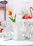 DUNISO Frosted Glass Vase, Irregular Shaped Flower Vases for Centerpiece Table Indoor Desk Decor, Unique Balcony Flowers Container Decor, Geometric Vase for Office Decoration, Shelf, Table, Bookshelf - Image 5