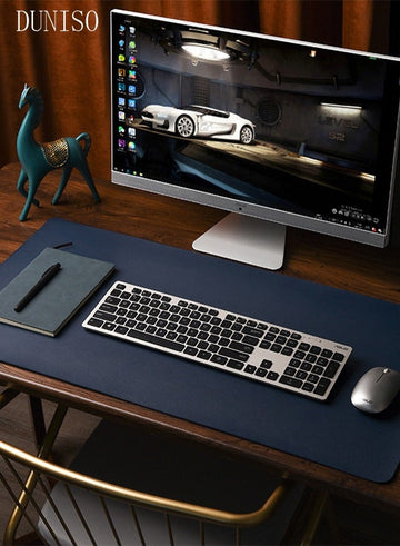 DUNISO Leather Desk Pad Protector Office Desk Mat Large Mouse Pad,Non-Slip Leather Desk Blotter Laptop Desk Pad,Waterproof Desk Writing Pad for Office and Home