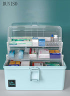 DUNISO Medicine Box Plastic Medicine Storage Box Family Emergency Kit Medical Kit 3 Layers Home First Aid Box Child Proof Medicine Box Organizer Pill Case with Compartments and Handle