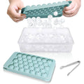 WIBIMEN Ice Cube Tray with Lid and Bin – Round Ice Trays for Freezer with Lid – Ice Cube Trays for Freezer with Ice Container (1″-2PACK Blue)