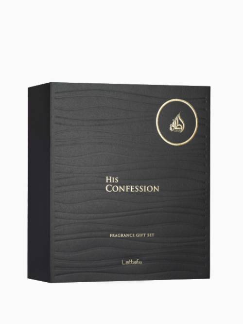 Lattafa Gift Set – His confession 100ml + 12ml + Shower Gel