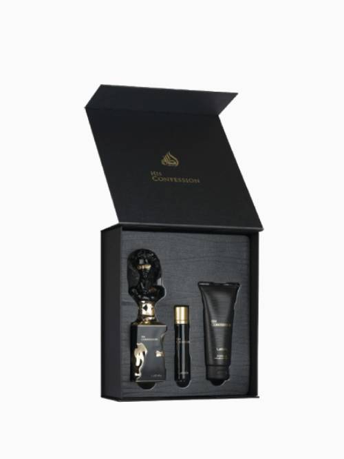 Lattafa Gift Set – His confession 100ml + 12ml + Shower Gel