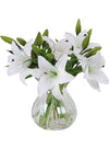 XiuWoo 5 Pcs Artificial Lily with 3 Buds Full Bloom Real Touch Latex Flowers White