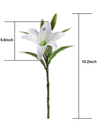 XiuWoo 5 Pcs Artificial Lily with 3 Buds Full Bloom Real Touch Latex Flowers White - Image 4