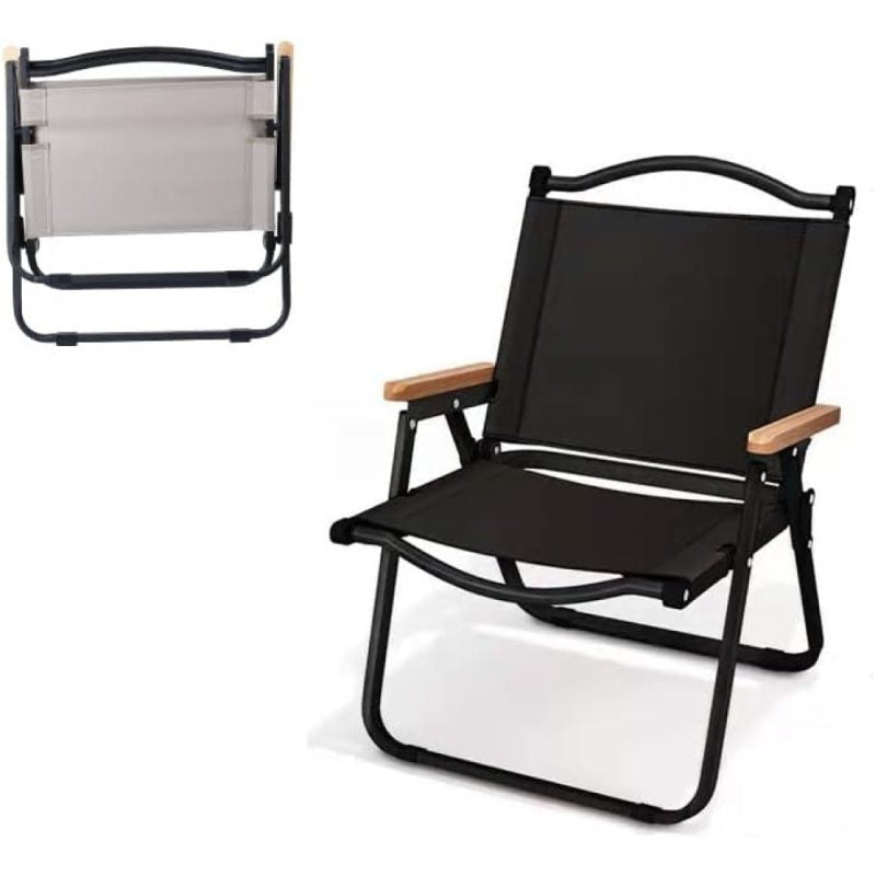 STAR WORK Portable Foldable Chair Outdoor Furniture Compact Chair Aluminum with Armrests for Travel Camping, Fishing Picnic，Ultralight Low Beach Concert Camping Folding Chair (Black, Medium)