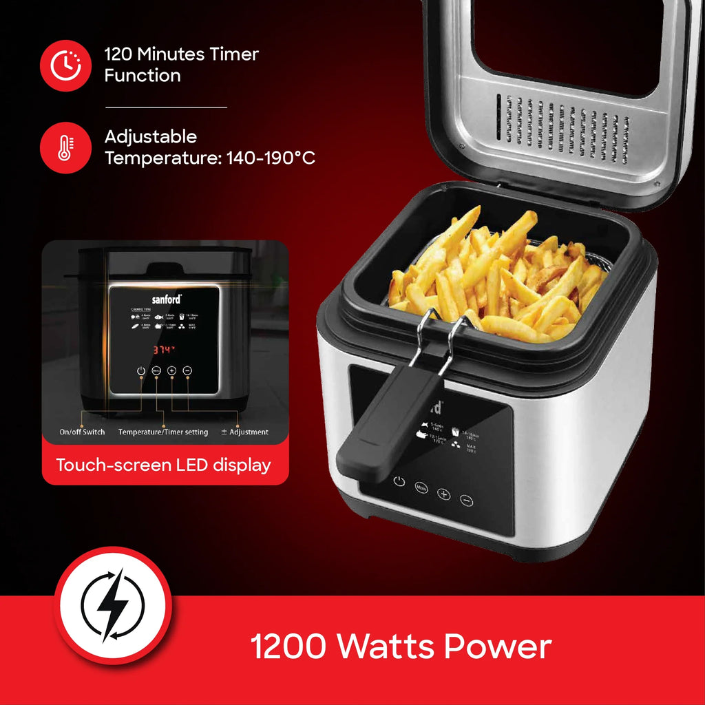 Sanford 1200W 2.5L Deep Fryer with LED Touch Screen and Timer | SF1304DF