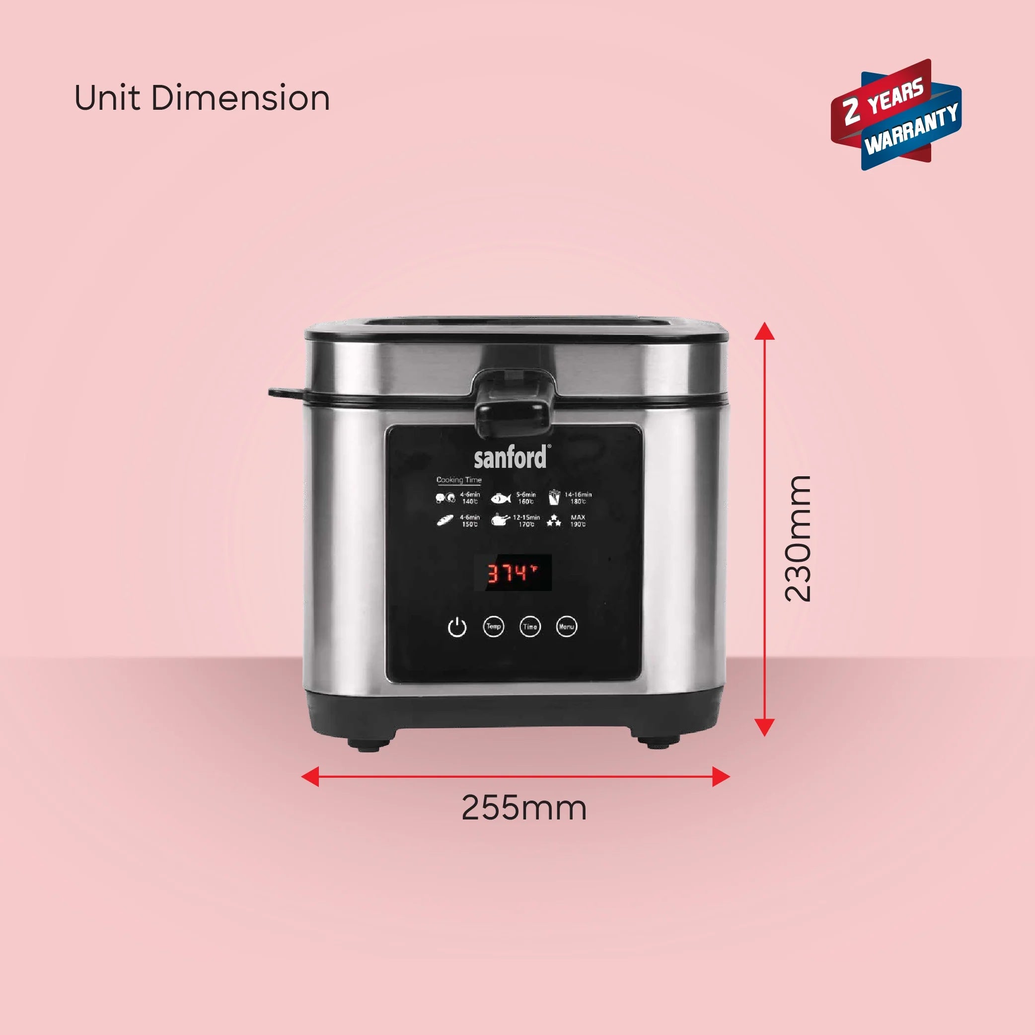 Sanford 1200W 2.5L Deep Fryer with LED Touch Screen and Timer | SF1304DF