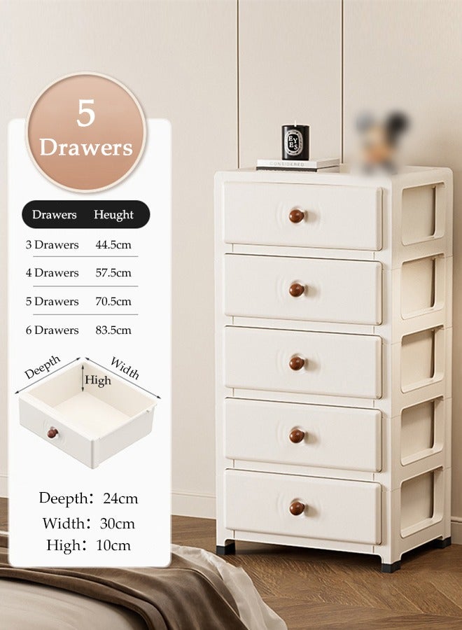 DUNISO Multipurpose Plastic 5-Drawer Storage Cabinet for Kitchen, Bathroom, Bedroom,Kitchen,Living Room,Office,Multifunctional Waterproof Design 5-Tier Vertical Storage Cabinets With Drawers, Slim Narrow Cabine
