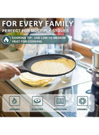 DUNISO Nonstick Crepe Pan,Marble Coated Dosa Pan,Omelette Steak Frying Egg with Ergonmic Handle,Tortilla Pan,PFOA Free, with Food Clip and Silicone Spatula,Easy to Clean,for All Stovetops,24CM - Image 4