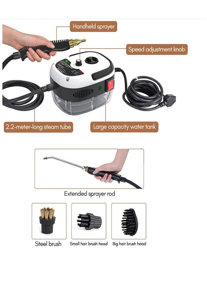 2500W High-Temperature Portable Steam Cleaner with 3 Brush Heads