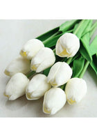 DUNISO 20 Pcs White Artificial Tulip Flower ，Fresh flower arrangement bouquets for home office wedding decoration - Image 4