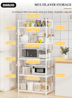 DUNISO 5 Tier Storage Shelves, Stable Kitchen Shelf Organizer, Storage Rack with Armrests, Removable Free Standing Rack with Hooks, Multipurpose Rack, Shelving Unit for Laundry Room,Living Room,Garage,Pantry,Study Room - Image 2
