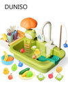DUNISO Pretend Play Kitchen Sink Toys Kids Sink Toys with Running Water and  Upgraded Electric Faucet, Play Kitchen Toy Accessories, Pool Floating Fishing Toys for Water Play, Kids Role Play Dishwasher Toy