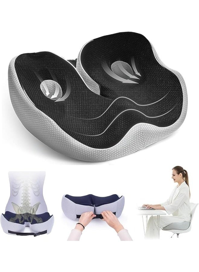 DUNISO Coccyx Cushion, Adjustable Memory Foam, Relieves Coccyx Pain, Ergonomic Seat Cushion Suitable For Long-Term Sitting, Suitable For Office Chairs, Wheelchairs, Car Seats
