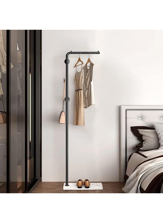 DUNISO Metal Coat Rack Freestanding, Coat Stand With 3 Hooks,Clothing Rack with Natural Marble Base, Space-Saving,Stable and Durable，for Entryway, Living Room,Bedroom, Office