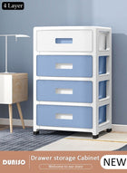 DUNISO 4 Layer Drawer Storage Cabinet with Wheels, Toys Storage Box, Office Desk Storage Box, Drawer Storage Bins for Clothes and Toys, Dust-proof Clothes Storage Cabinet Rack for Living Room, Bathroom, kitchen, Bedroom