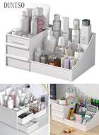 DUNISO Makeup Organizer, Cosmetic Desk Storage Box with Drawers Skincare Organizers for Dressing Table, Countertop, Bathroom Counter, Vanity Holder for Brushes, Lotions, Lipstick, Perfume