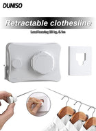 DUNISO Retractable clothesline,indoor stainless steel invisible wall hanging rope, dual head dual purpose laundry rope, can withstand 20kg, suitable for living room, balcony, bedroom, outdoor, 5.1m (white)