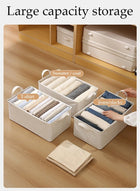 DUNISO 3-piece wardrobe stackable storage container, foldable storage box with sturdy handle, large capacity shelf storage basket, metal frame storage box for storing clothes and toys - Image 4