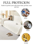 DUNISO Couch Cover,Weave Sofa Cover for 3 Cushion Couch,Sectional Couch Covers Sofa Chair Slipcover for Home or Workplace Weave Sofa Towel Cover Tablecloth Carpet Throw Blanket For Bed - Image 3
