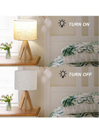 DUNISO Wood Bedside Table Lamp, Tripod Desk Lamp With Beige Linen Lampshade And On-Off Switch, Desk Lamps For Bedroom, Living Room, Study, Office - Image 5