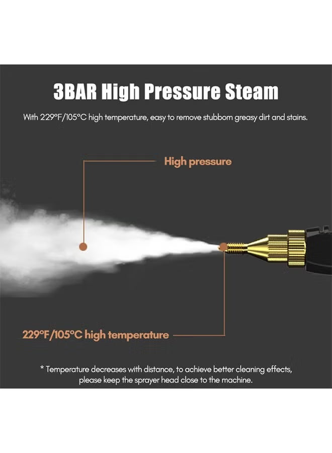 2500W High-Temperature Portable Steam Cleaner with 3 Brush Heads