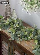 DUNISO Artificial Greenery Garland with Flowers, Leaf Eucalyptus Garland Hanging for Wedding Home Party Craft Art Table Runner Backdrop Indoor Outdoor Decor - Image 5
