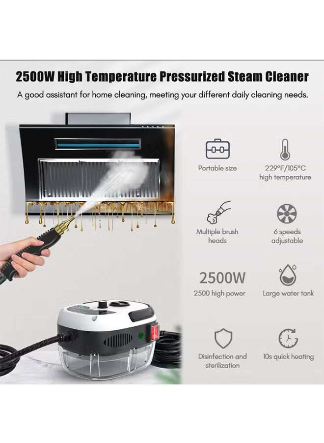 2500W High-Temperature Portable Steam Cleaner with 3 Brush Heads
