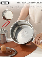 DUNISO Deep Fryer Pot with Fry Basket, Stainless Steel Oil Strainer Pot, Food Cooking Pot With Lid, Deep Fry Pan with Easy Grip Handle for Home Use, Stovetop Fryer with Basket for French Fries, Chicken Wings - Image 3