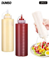 DUNISO 2 Pack 1000ml Plastic Squeeze Condiment Bottles, Clear Multi-purpose Sauce Dispensers  for Syrup, Ketchup ,Dressing Oil and Honey,Leak proof and Portable