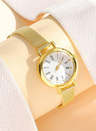 DUNISO Quartz watch, women's retro disc watch, business alloy watch, with mesh strap, suitable for daily use,gold - Image 5