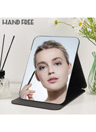 DUNISO Folding Makeup Mirror with PU Leather， Portable Travel Mirror, Folding Mirror with Stand Portable, Desktop Vanity Mirror for Office Desk,Vanity Table, Travel, Camping， 25.5 * 18CM - Image 5