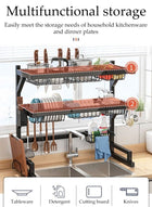 DUNISO 2-Tier Over The Sink Dish Drying Rack ,Adjustable Organizer Storage for Kitchen ,Tableware Drainer with Hook and Cutlery Basket (Black) 65*32*52.5cm - Image 4