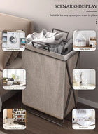 DUNISO 2 Pack Foldable Laundry Baskets With Stainless Steel Frame And Handle, Laundry Hamper Bag Washing Bin Clothes Bag Organizer Storage Wash Basket Hamper for Clothes Toys - Image 4