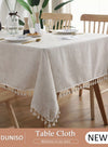 DUNISO Tablecloth for Tables Tassel Cotton Linen Waterproof Spill proof Wrinkle Tablecloth Kitchen Dinning Tabletop Decoration 140*180cm