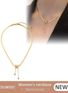 DUNISO Elegant Gold Color Round Pendant Necklace Clavicle Chain for Women Jewelry Wedding Gift