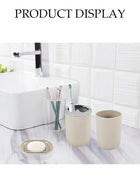 DUNISO 6 Pieces of Bathroom Accessories Set，Plastic Gift Set，Smooth Circular Electroplated Bathroom Set，With Trash Can, Soap Dish, Toilet Brush, Mouthwash Cup, Lotion Bottle, Toothbrush Holder，Off White - Image 4