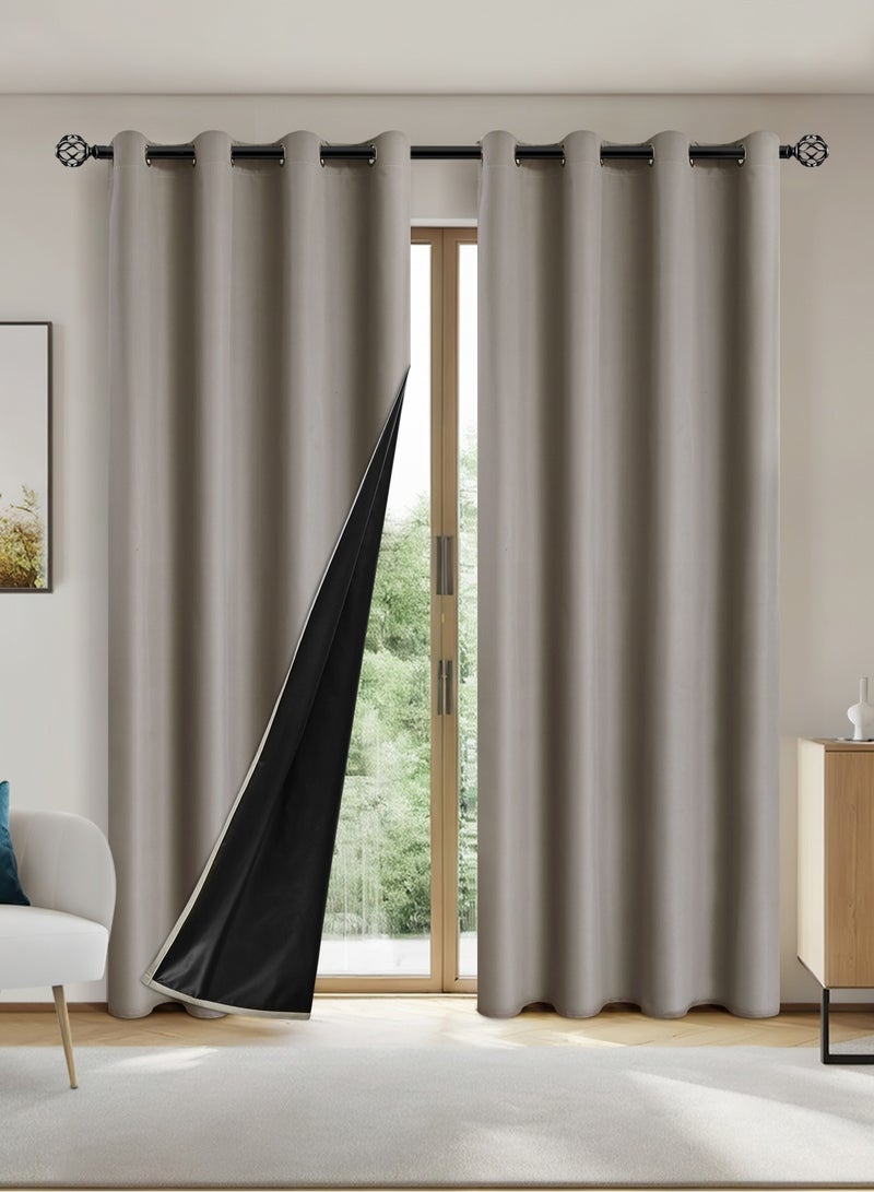 DUNISO 2 Panels Blackout Curtains for Bedroom, Thermal Insulated Room Darkening Curtains, Grommet Light Blocking Blackout Drapes for Living Room (Camel,132*241cm)