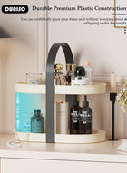 DUNISO Double-deck Bathroom Countertop Ognanizer, Desktop Perfume & Skincare Display Stand, Portable Cosmetic Organiser with Handle, Multifunction Desk Accessories Rack for Bathroom Counter, Bedroom, Dresser, Kithen - Image 2