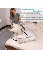 DUNISO 4 Pack Clear Storage Bags，Over-Sized Organizer Storage Bag with Zippers & Handles，Foldable Moving Bags，Waterproof and Dustproof，Sturdy and Durable，for Bedding, Duvet, Comforter，Pillow，Toys，66*66*22cm - Image 2