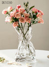 DUNISO Creative Clear Glass Vase Craft Aesthetic Decorative Small Flower Vase Hydroponic Plant Desktop Ornament Metal Geometric Vase for Flowers Rose Home and Office