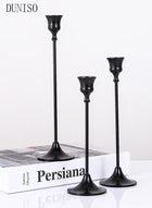 DUNISO Black Candle Holders Set of 3 for Taper Candles Decorative Candlestick With Anti-Slip Base Holders for Wedding, Dinning, Party Fits (Black)