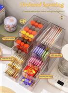 DUNISO 5 Layer Stackable Storage Drawers, transparent plastic tea rack, coffee storage box，cosmetics storage drawer, suitable for dressing table, bottom mat, kitchen cabinet, pantry storage and storage，10.4*17.5*25cm - Image 4
