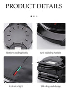 DUNISO Donut maker, electric pancake maker, 7 hole waffle maker, non stick surface, double sided heating, 1200w, suitable for breakfast baking restaurant kitchens, black - Image 5