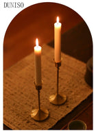 DUNISO A set of three golden candle holders, used for decorating cone-shaped candle holders with anti slip bases, suitable for weddings, dinners, and parties - Image 2